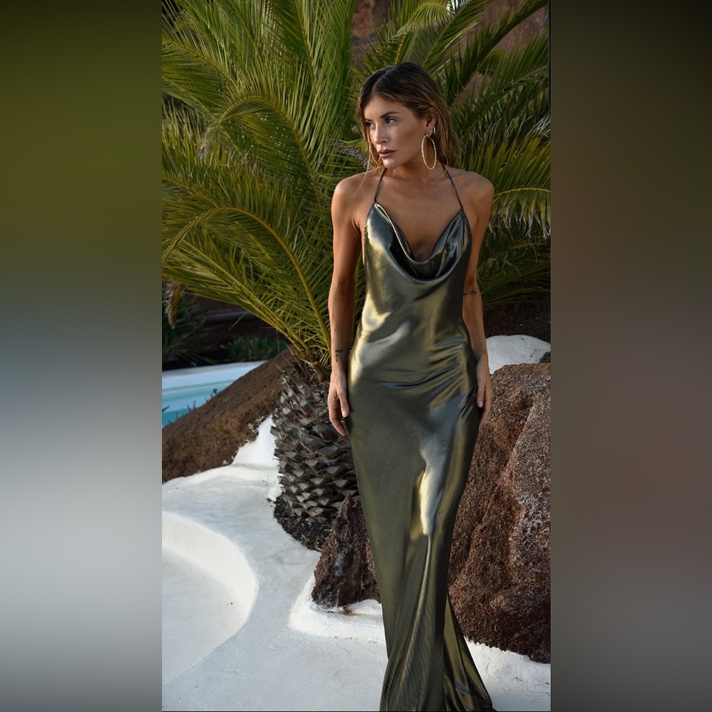 Rat & Boa Metallic Halter Dress